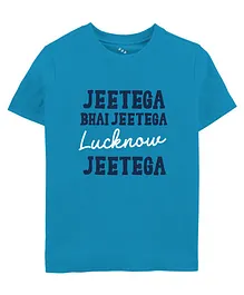 Zeezeezoo Half Sleeves Cricket Theme Jeetega Bhai Jeetega Lucknow Jeetega Printed Tee - Blue