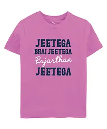 Zeezeezoo Half Sleeves Cricket Theme Jeetega Bhai Jeetega Rajasthan Jeetega Printed Tee - Pink