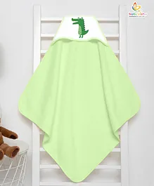 Babywish Hooded Towel Green Dinosour Print -  Sea Green