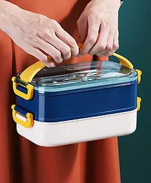 YAMAMA Double Compartment Stainless Steel Insulated Lunch Box  Dark Blue