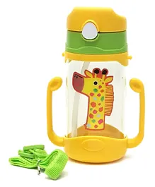 Chinmay Kids Baby Soft Straw Feeding Sipper with Twin Handle Anti Spill Flip Top Water Bottle Yellow - 400 ml