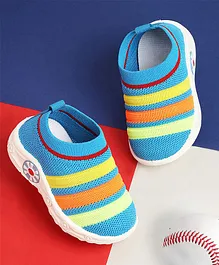 Chiu Striped Mesh Design Detailed Musical Shoes - Blue