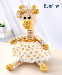 Bonfino Crochet Giraffe Toy - Yellow & White