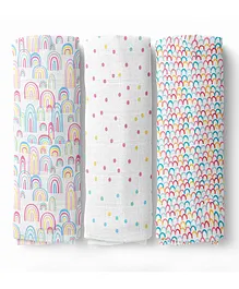 Haus & Kinder Muslin Swaddle Wrap Pack of 3  - Multicolour