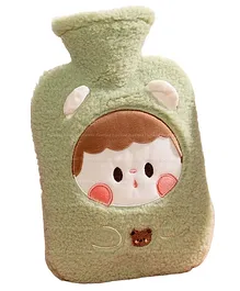 FunBlast Cartoon Design Hot Water Bag with Soft Cover 1000 ML - Green