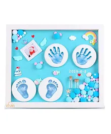 VISMIINTREND Baby Hand and Foot Clay Casting Printing Kit with Frame Decorative Accessories and LED lights - Blue