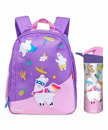 Nutripack School Bag With Nutrilock Insulated Stainless Steel Bottle Purple - 15 Inches