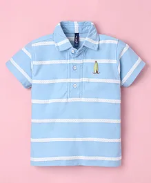 Little Kangaroos Half Sleeves T-Shirt Striped Pattern - Blue