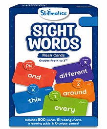 Skillmatics Flash Cards 500 Sight Words For Preschool With The Dolch & Fry Word List & 6 Unique Games 506 Pieces  - Multicolour