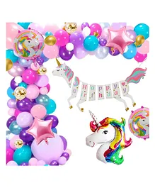 Puchku Unicorn Birthday Theme Decoration Kit - Pack of 60