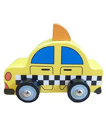Funwood Games Wooden Pull Push Along Toy Car Taxi Multicolor