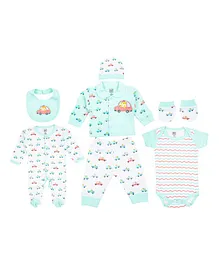 Mee Mee Pampering Gift Set Car Print Pack of 7 - Green