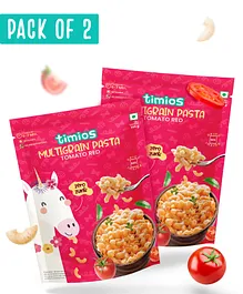 timios Non-Fried No-Maida Healthy Instant Tomato Red Macaroni Pasta made with Brown Rice and Corn Pack of 2 - 195 g Each