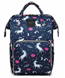 My NewBorn Backpack Style Unicorn Printed Diaper Bag - Navy Blue