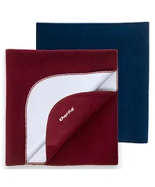 Cherilo Waterproof Baby Bed Protector Sheet Small Pack of 2 - Maroon & Navy Blue
