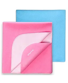 Cherilo Waterproof Baby Bed Protector Sheet Medium Pack of 2 -Pink & Sky Blue