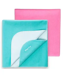 Cherilo Waterproof Baby Bed Protector Sheet Medium Pack of 2 -Pink & Sea Green