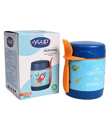 Youp Stainless Steel Insulated Blue Color Food Jar With Fork Blue - 325 ml