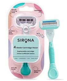 Sirona 4 Blade Cartridge Reusable Hair Removal Body Razor - Blue