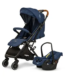 Baybee Convertible Infant Baby Pram Stroller with Car Seat Combo with Metal Frame Bassinet 3 Position Adjustable Seat & Canopy - Blue
