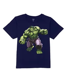 Marvel By Wear Your Mind Half Sleeves Marvel Avengers The Hulk Graphic Printed Tee - Navy Blue