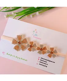 Little Tresses Designer Hexagon Flowers Embellished Stretchable Headband - Rose Gold