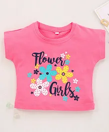 Enfance Core Short Sleeves Flower Girl Printed Top - Pink