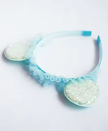 CHOKO Sequinned & Lace Net With Ear Detail Hair Band - Blue & Silver