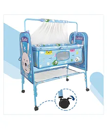 NHR Tumble Cradle With Mattress Mosquito Net & Wheel Lock - Blue