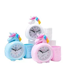 AKN TOYS Alarm Clock with Pen Holder for Kids Bedroom Unicorn Alarm Watch for Girls Loud Bell Alarm Table Clock for Heavy Sleepers (Color and Design May Vary)