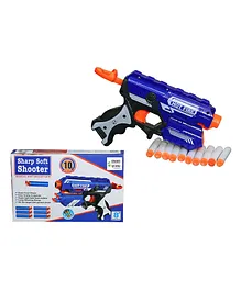 WOW Toys Delivering Joys of Life Manual Foam Blaster Plastic Gun with 10 Soft Bullets - Blue