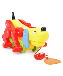 United Agencies Pull Along Lazy Dog Toy - Yellow & Red