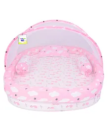Toddylon Baby Bedding Set New Born Sleeping Mattress with Net Flamingo Printed -Pink