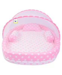 Toddylon Baby Luxury Bedding Set New Born Mattress with Mosquito Net (0-6 Months) Pink