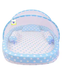 Toddylon Baby Luxury Bedding Set New Born Mattress with Mosquito Net (0-6 Months) Blue