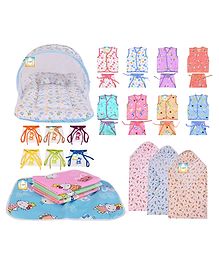 Kwitchy New Born Baby Daily Essential Bedding & Clothing Set Gifts Combo - Blue