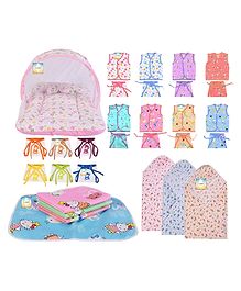 Kwitchy New Born Baby Daily Essential Bedding & Clothing Set Gifts Combo - Pink