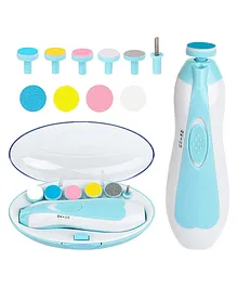 DOMENICO Baby Electric Nail Trimmer with 6 attachment and LED Light - Blue