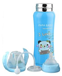 DOMENICO Stainless Steel Thermal Insulation Baby Feeding Bottle BPA Free Blue - 240 ml (Print May Vary)