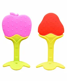 DOMENICO Baby Silicone Teether Apple & Strawberry - Pink & Red