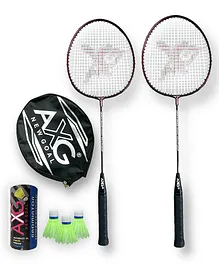 AXG NEW GOAL Scratch Resistant A 2000 Badminton Racquets Set Of 2 with 3 Plastic Shuttles - Maroon