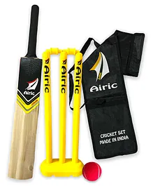 Airic Dashing Kashmiri Popular Willow bat with Wicket Set Cricket Kit - Black