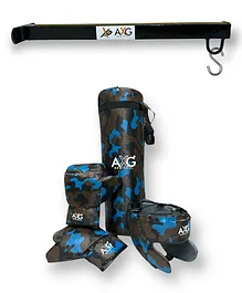 Axg New Goal Stylish Complete Kit with Wall Stand Boxing Kit - Blue & Black