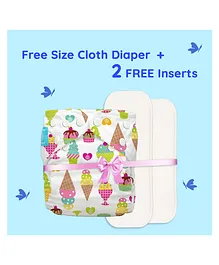 Charlie Banana All Night Free Size Cloth Diaper With 2 Inserts 360 Degree Softness - Gelato