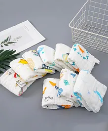 Elementary Reusable Muslin Cotton Square Nappy Set Large Pack of 4 - Multicolor (Assorted Designs)