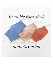 Elementary 100% Cotton Muslin Reusable Face Protection Masks For Kids - Pack of 3 (Assorted Colors)