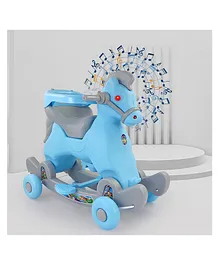 Dash Marshal 2 in 1 Ride on with Music & Backrest Support Horse Rider - Blue