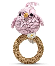 Happy Threads Bird Rattle - Pink