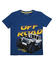 Sodacan Half Sleeves Off Road Terrain Jeep Ranger Printed Tee - Royal Blue