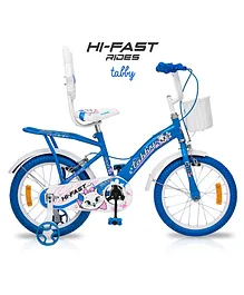Hi-Fast 16T Bicycle with Storage Basket and Training Wheels - Blue